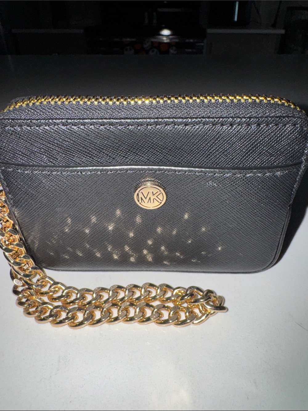 Michael Kors Black Crossbody Wallet with Gold Chain